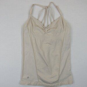 Athleta Size M Allegro Support Strappy Tank Top Women Heather Beige Racerback